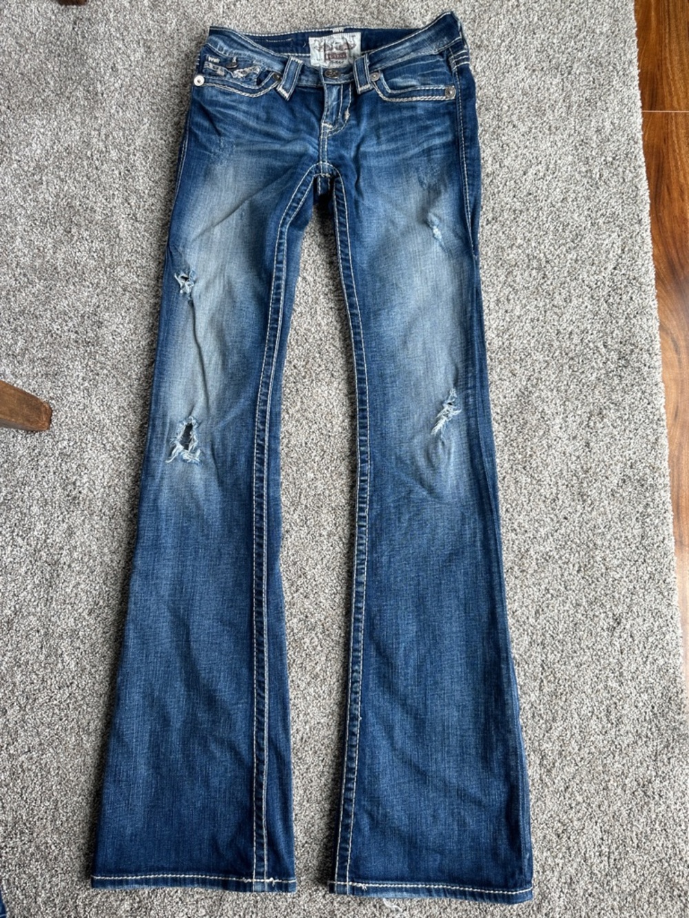 Big Star Sweet Women's Blue Flare Jeans with Light Distressing